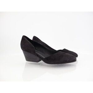 Eileen Fisher Women's Lily Pump Size 7 Pointed D'orsay Block Heel Black Suede